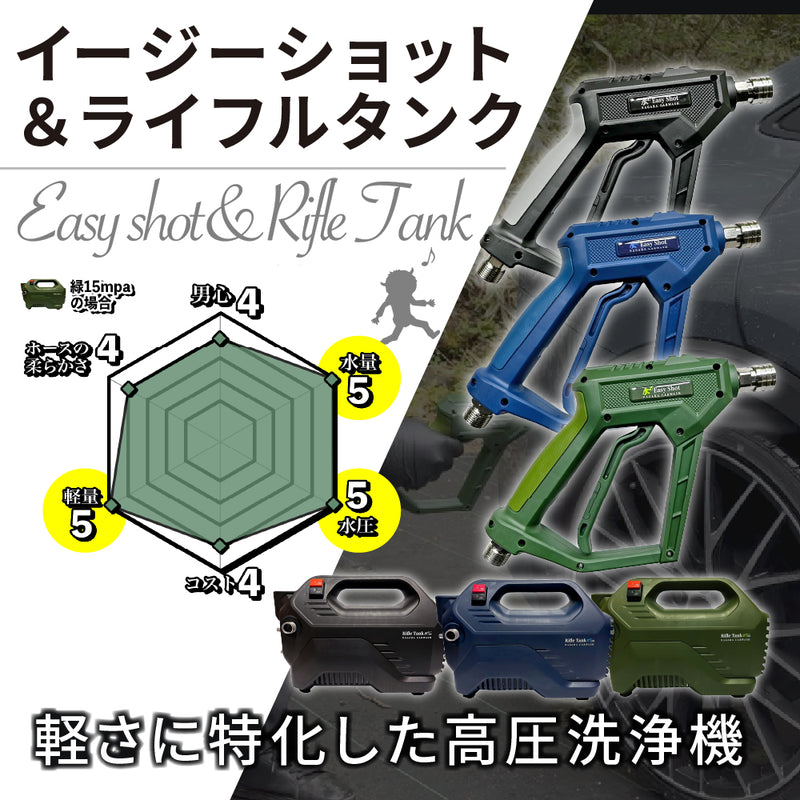 【納期3週間以内で出荷予定】イージーショット×ライフルタンクセット『軽さに特化させた高圧洗浄機』