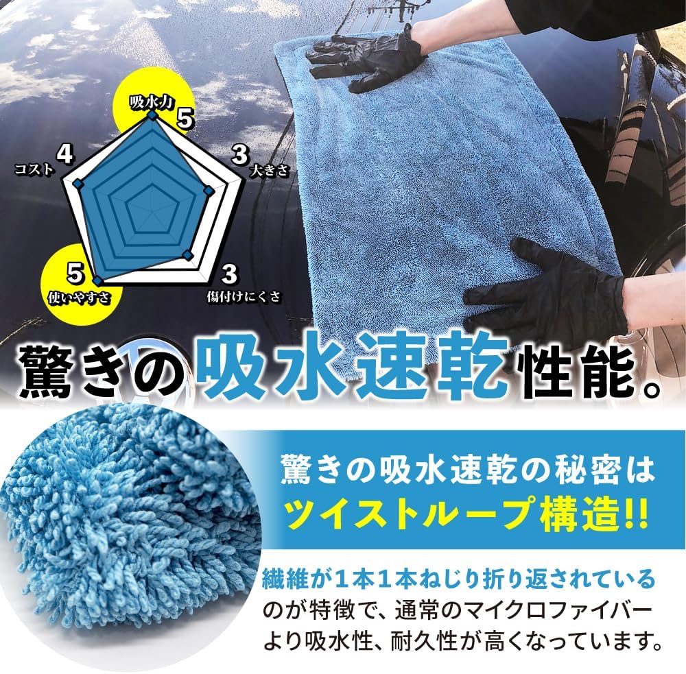 かい専用 ドライセカンド 2枚セット『 拭き上げタオル決定版 』 – ながら洗車