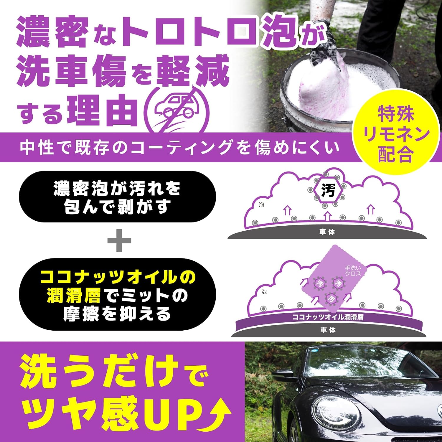 スノーシャンプー ミットセット『洗車傷を限りなく0にするトロトロカーシャンプー』
