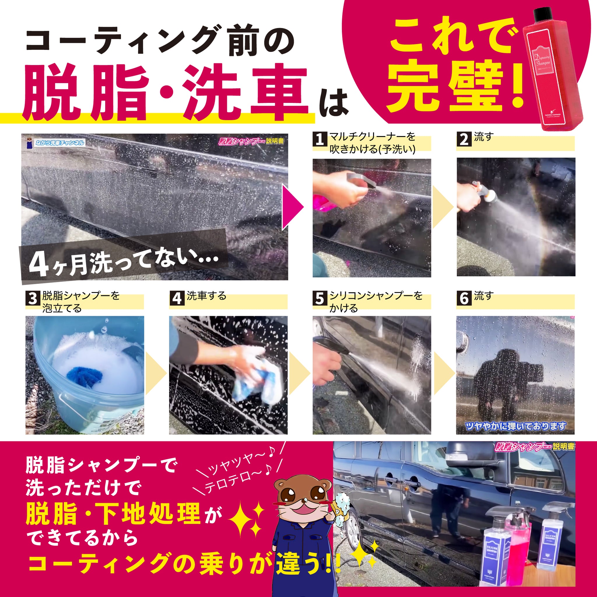 脱脂シャンプー 『 あなた色に染まるカーシャンプー 』