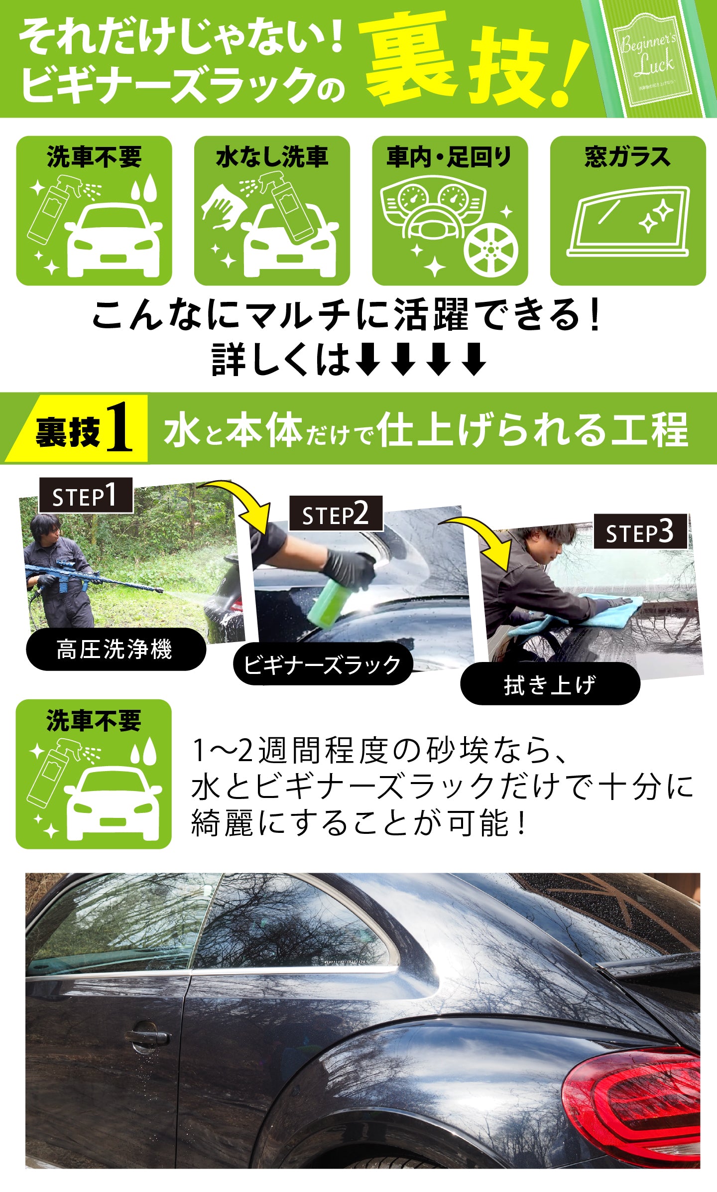 ビギナーズラック 大容量 1,000ml『 洗車後の拭きあげならビギナーズ