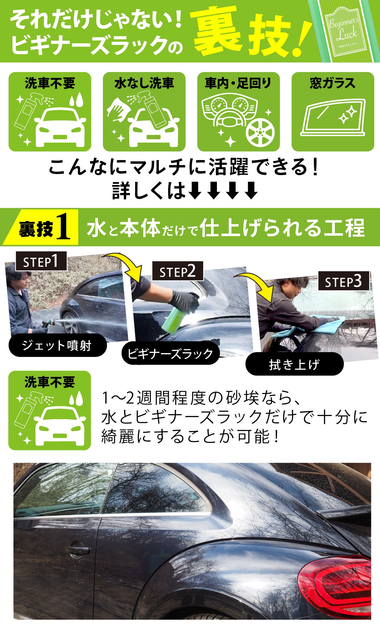 ながら洗車】ビギナーズラック『 洗車後の拭きあげならビギナーズ