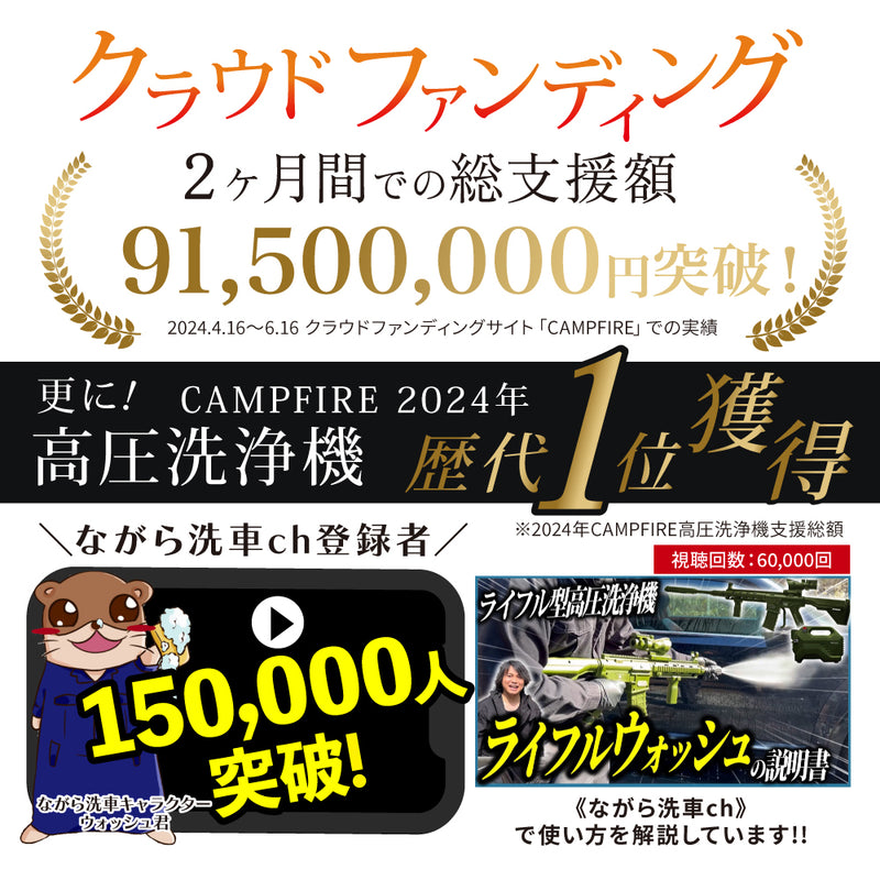 【納期3週間以内で出荷予定】ライフルウォッシュ ノズル『 記憶に残る洗車体験を！ 』